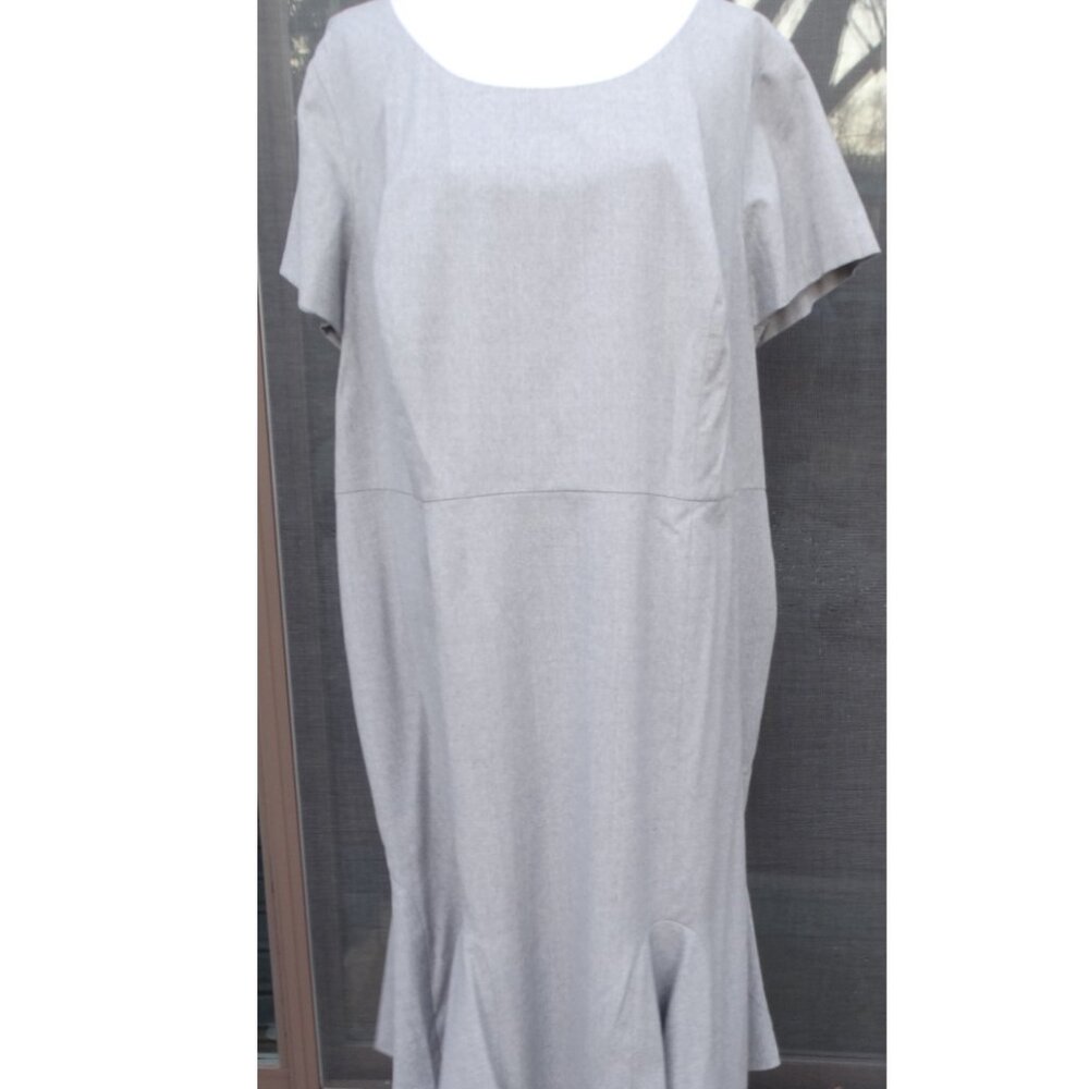 TALBOTS dress Size Plus 22W Gray Sheath Italian Wool Dress, godet hem